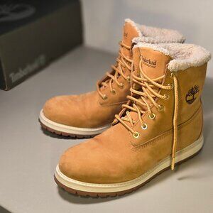 Timberland 6” Brown Men’s Boots with Shearling Collar, size 8 (fits 9)